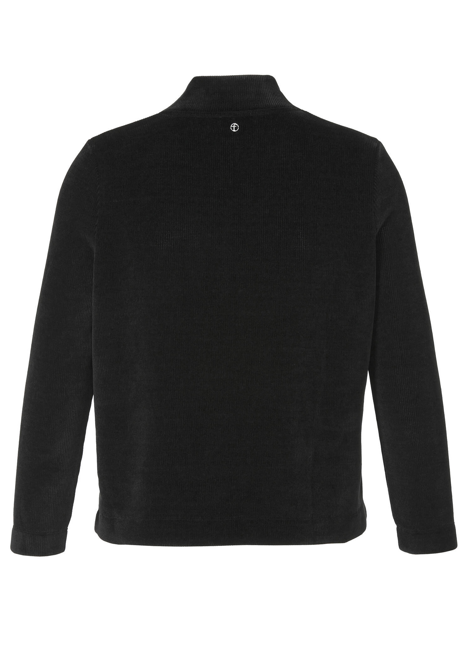 Samtiges Sweatshirt mit V-Ausschnitt und Zipper / 