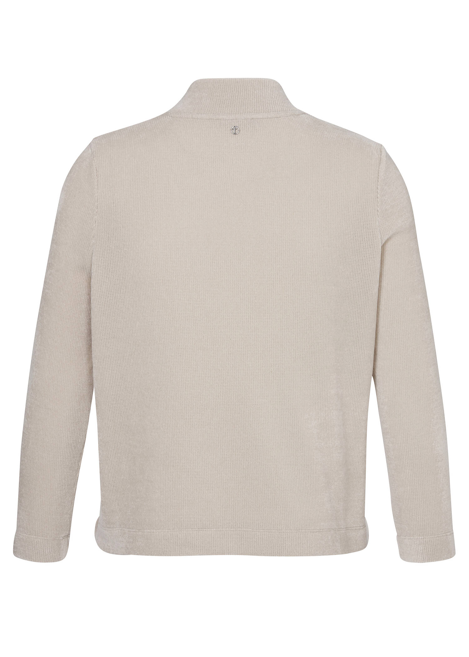 Samtiges Sweatshirt mit V-Ausschnitt und Zipper / 