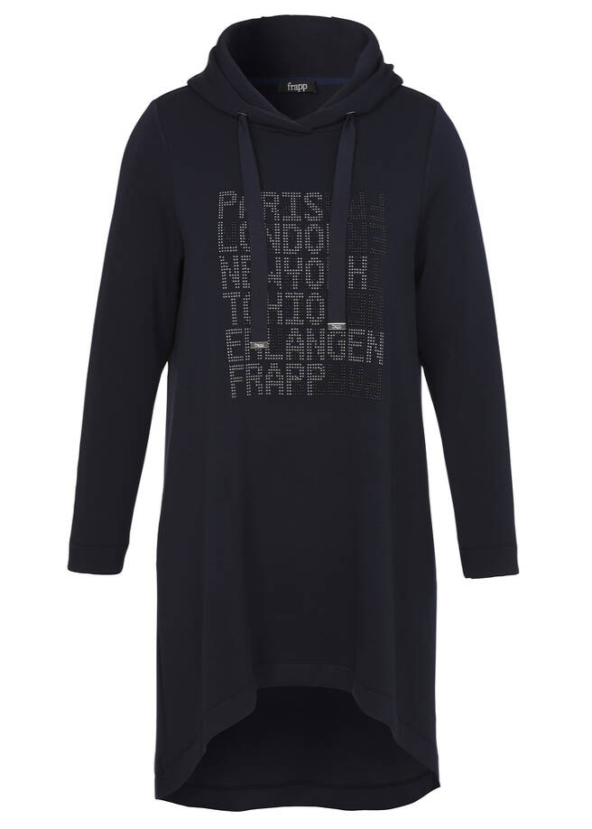 Long-Sweatshirt / kurzes Sweatkleid navy Frontansicht