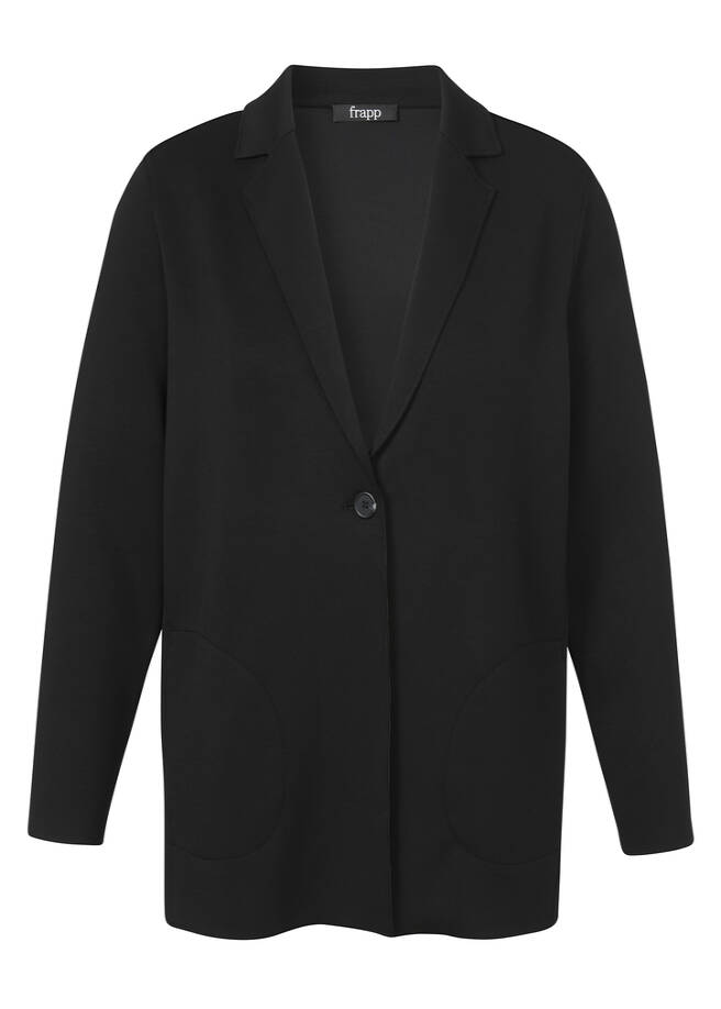 Topmodischer Sweat-Blazer Schwarz black Frontansicht