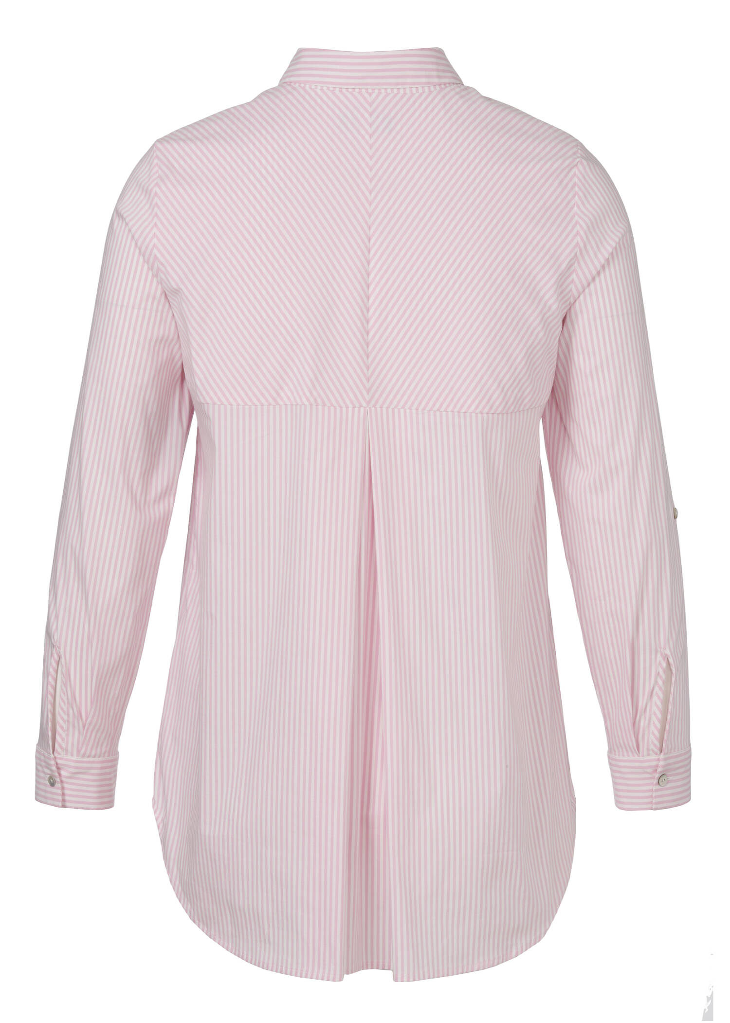 Längsgestreifte Hemdbluse mit Krempelärmeln / 