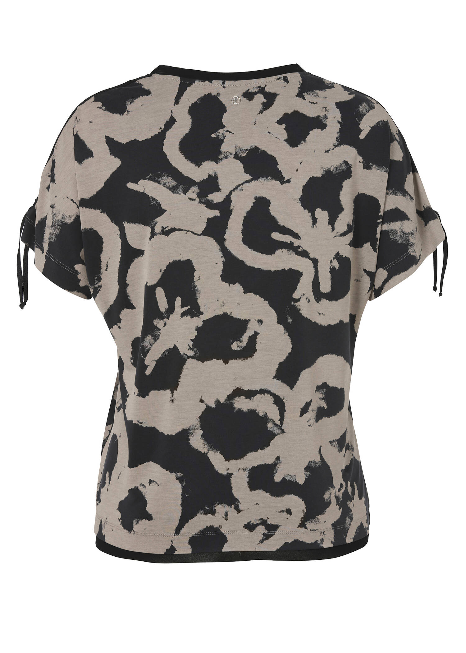 Edles Shirt Bicolor-Print Schwarz - Nougat / 