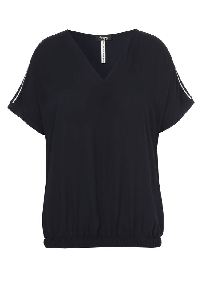 Blusenshirt mit Gummizugsaum Marine / 