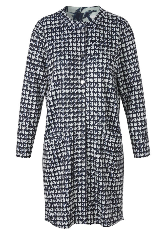 Innovativer Wende-Mantel aus Techno-Scuba mit offenen Kanten / 