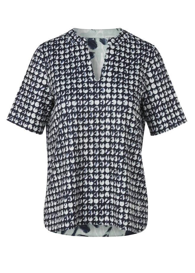 Innovatives Wende-Shirt aus Techno-Scuba mit offenen Kanten navy multicolor Frontansicht