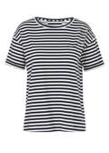 Softes T-Shirt mit Ringeln und Palmenmotiv aus Schmucksteinchen /