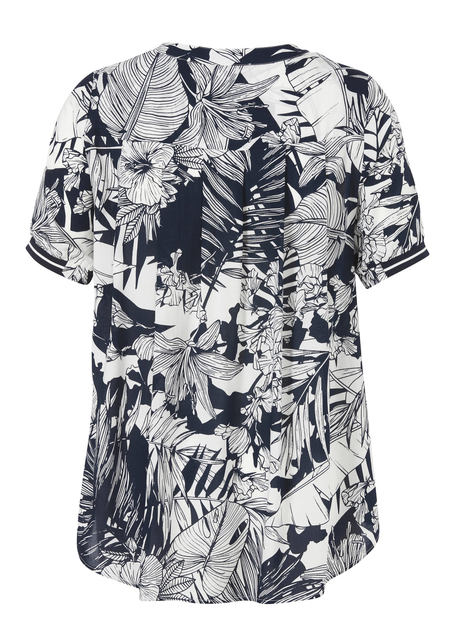 Zarte Print-Viskosebluse im leichten A-Schnitt Navy / Offwhite /