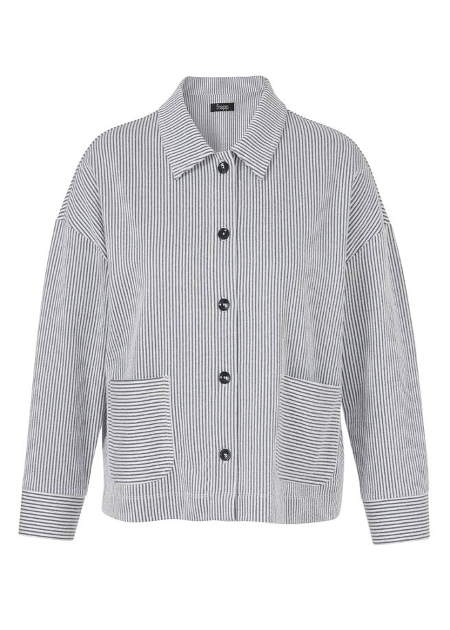 Gestreifte Sommerjacke Navy / Offwhite Seersucker navy / offwhite Frontansicht