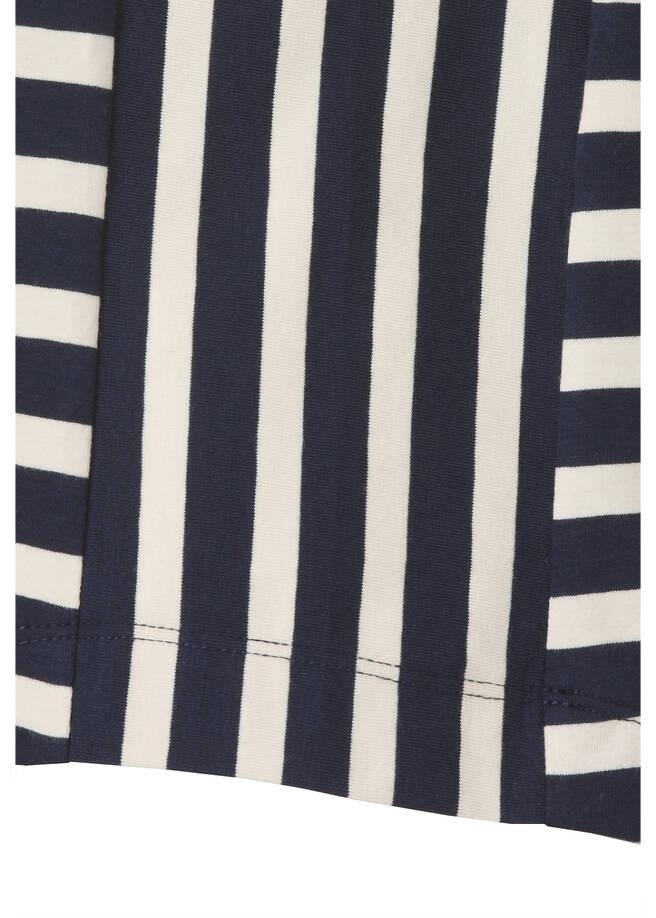 Softes 3/4-Arm Baumwoll-Jersey Shirt im Streifen-Dessin Navy / Sand /