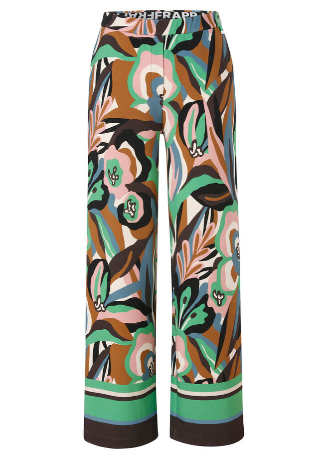 Topmodische Print-Sweathose im 70iger-Jahre Stil, weite Beine green multicolor Frontansicht