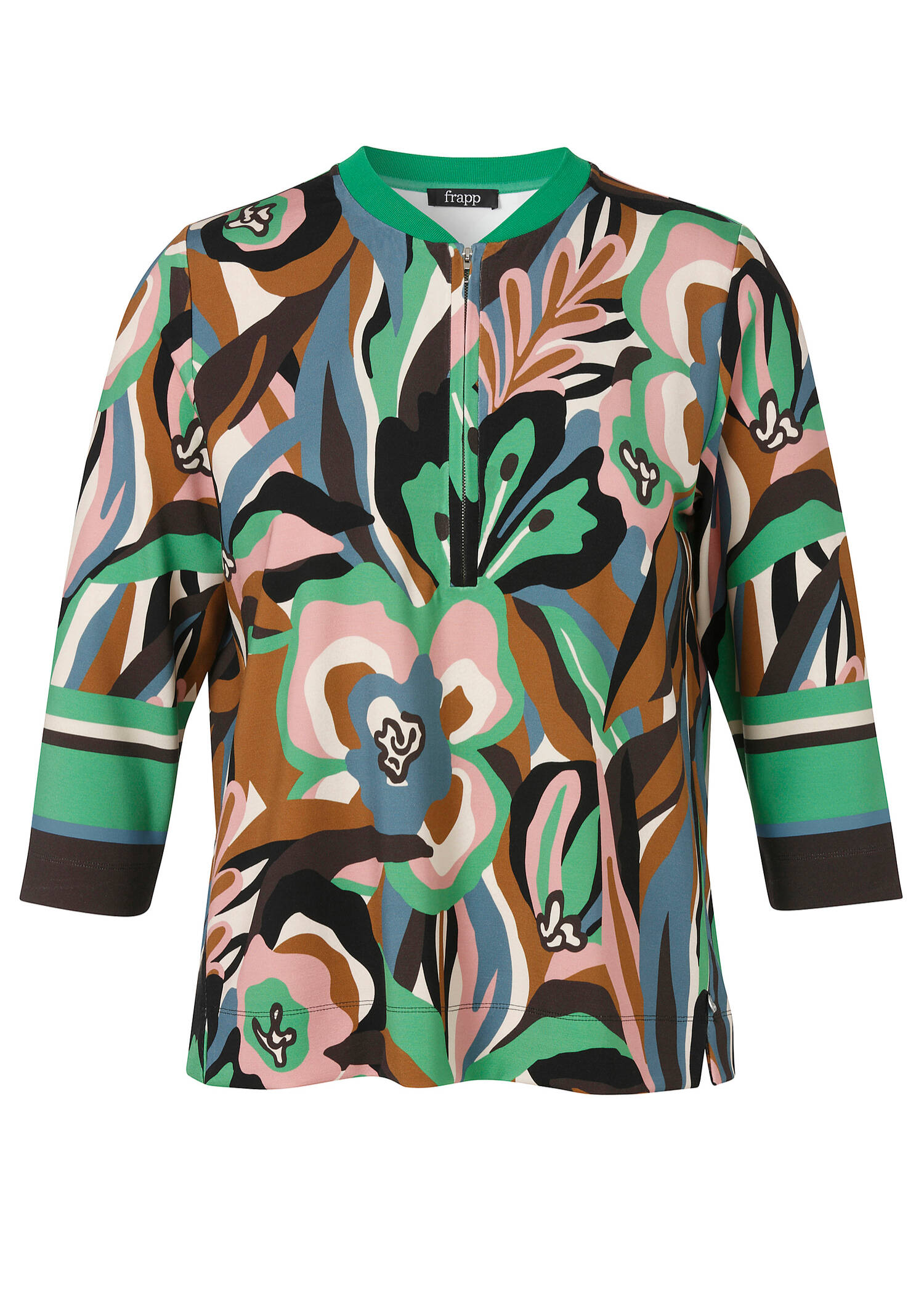 Topmodisches 3/4-Arm Print-Sweatshirt im 70iger-Jahre Stil /