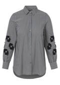 Längsgestreifte Baumwoll-Stretchbluse mit Verzierung am Arm / 
