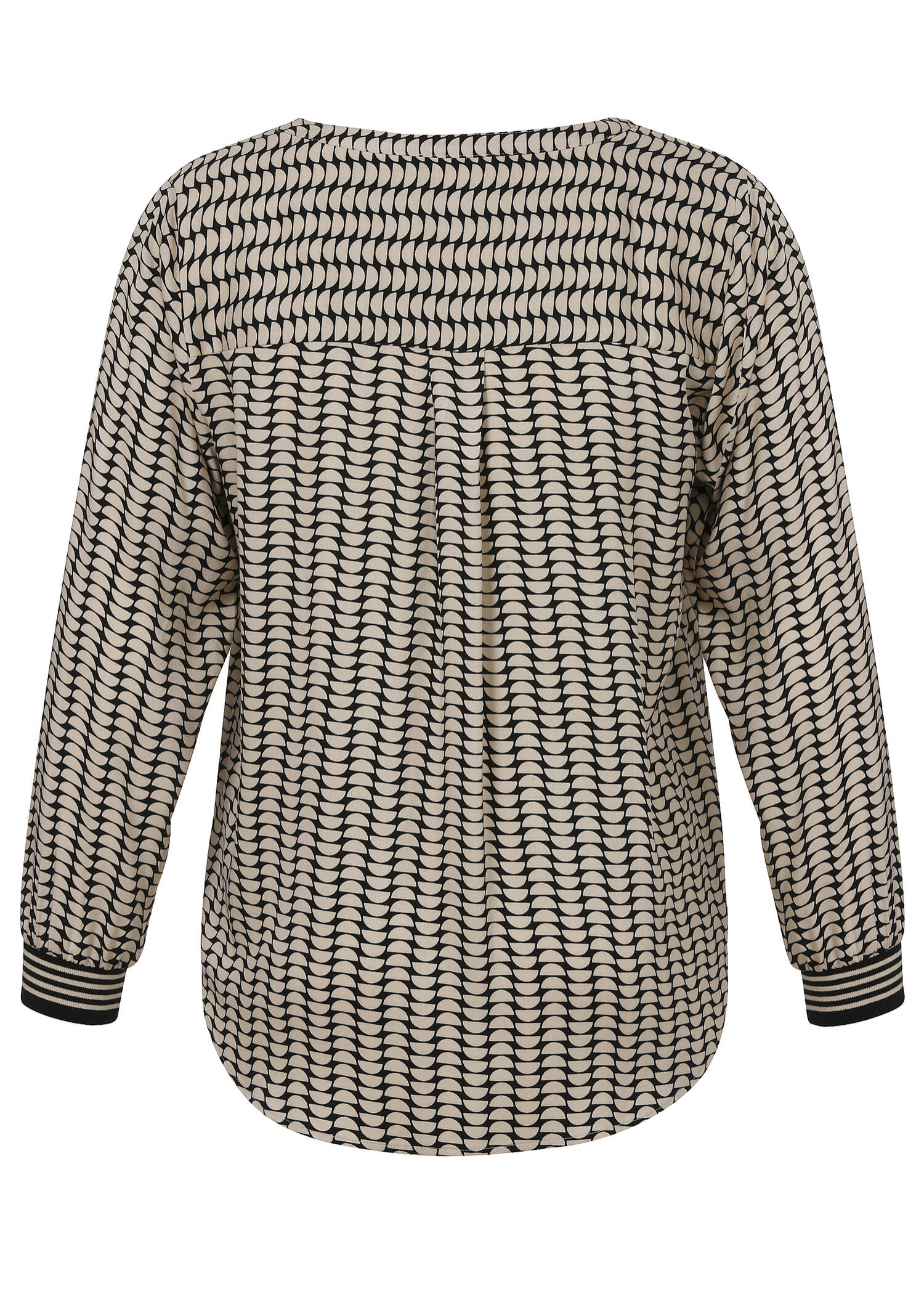 Edle Viskosebluse mit Bicolor Print Schwarz / Sand / 
