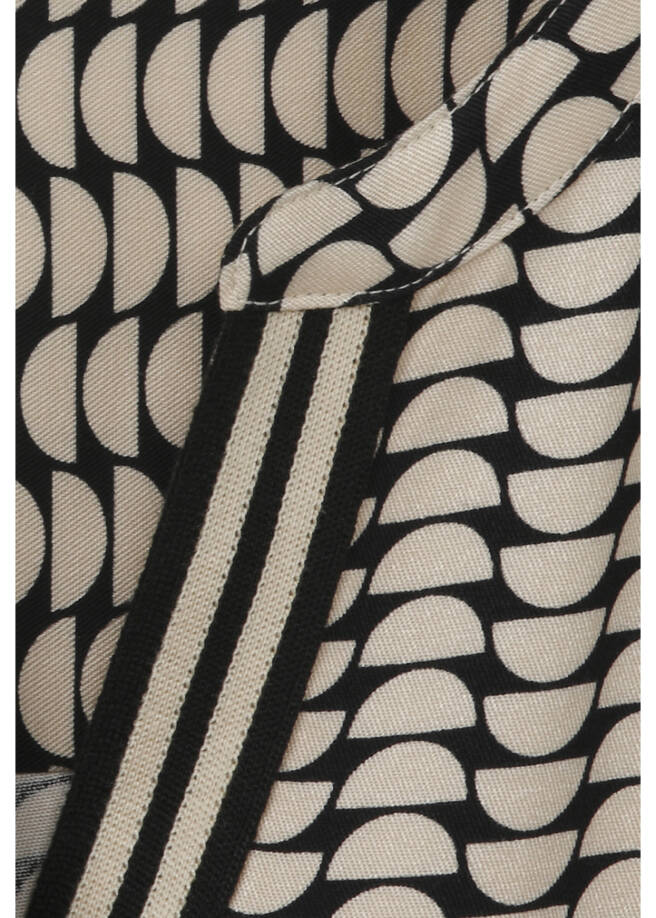 Edle Viskosebluse mit Bicolor Print Schwarz / Sand / 
