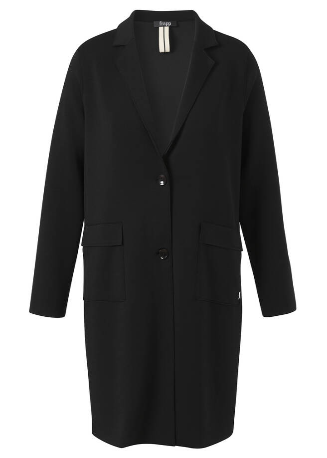 Topmodischer Sweatmantel mit Reverskragen black Frontansicht