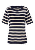 Halbarm Feinstrick-Pullover geringelt / 