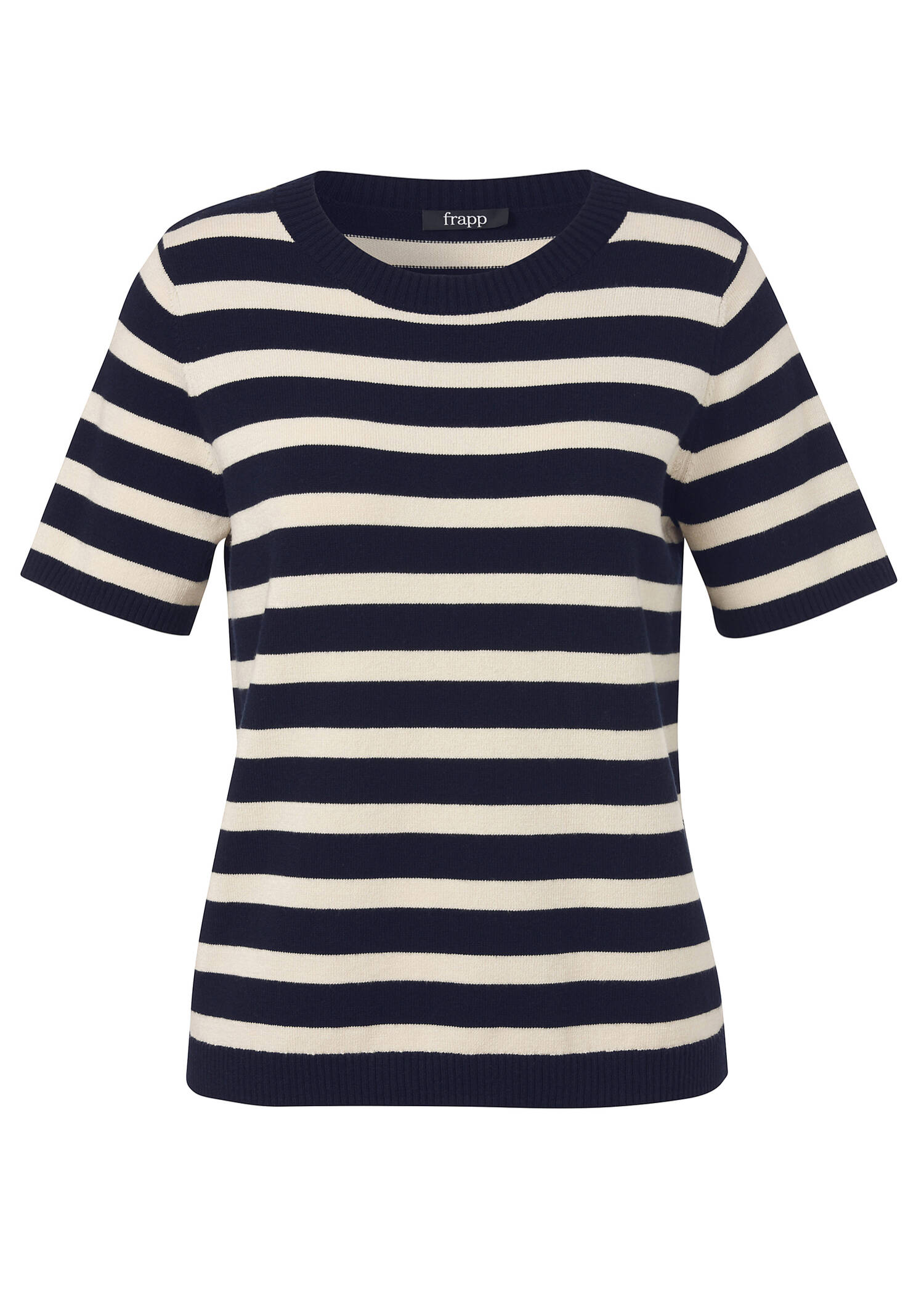Halbarm Feinstrick-Pullover geringelt / 