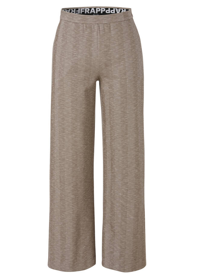 Elastische Stoffhose mit feinem Fischgratmuster nougat/sand Frontansicht
