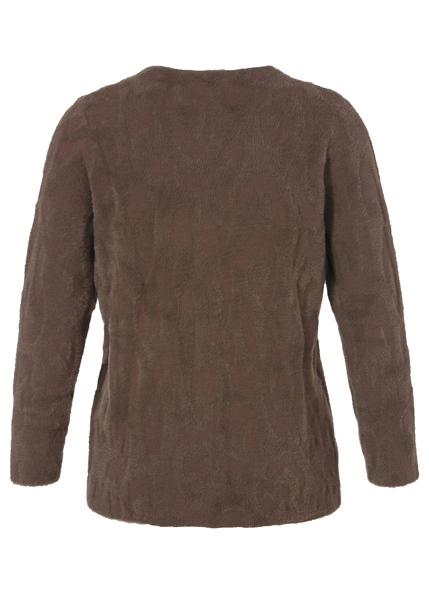 Moderne Strickjacke in Nougat mit Plüschmuster /