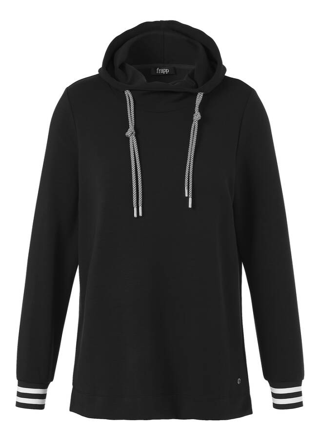 Hochwertiges Kapuzen-Sweatshirt black / offwhite Frontansicht