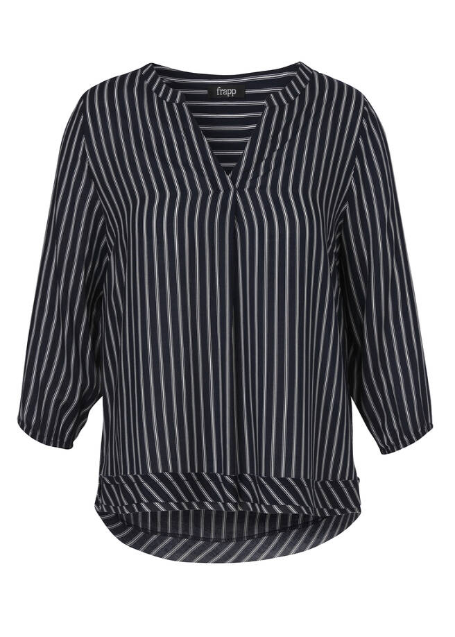 Zarte 3/4-Arm Viskose Schlupfbluse mit Längsstreifen navy / white Frontansicht