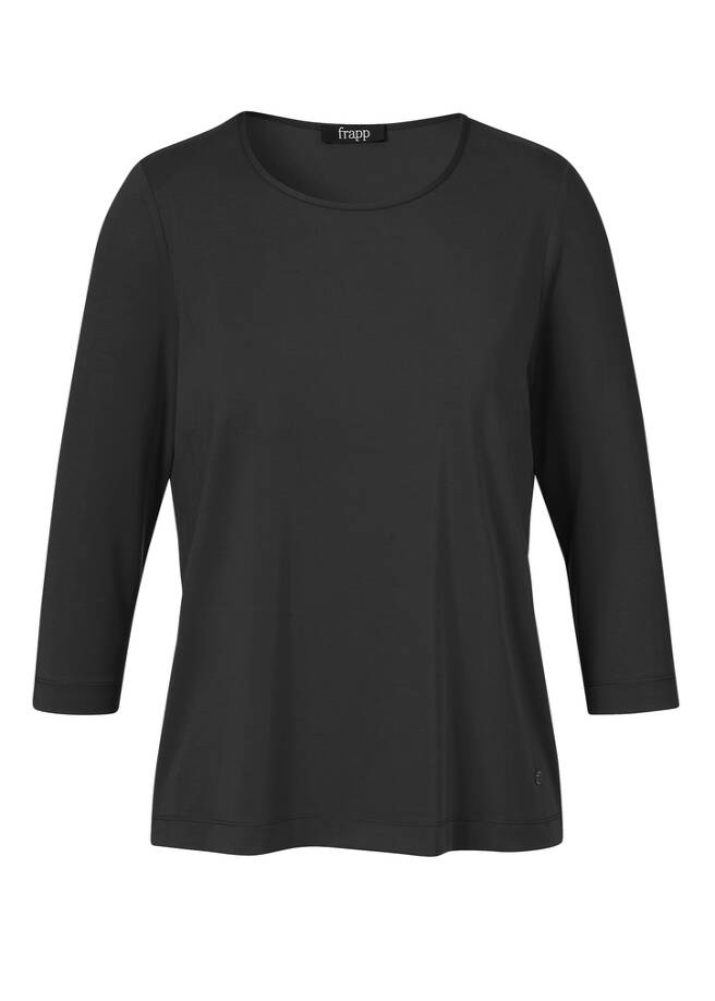 Edles 3/4-Arm Kombi-Shirt Premium-Basic black Frontansicht