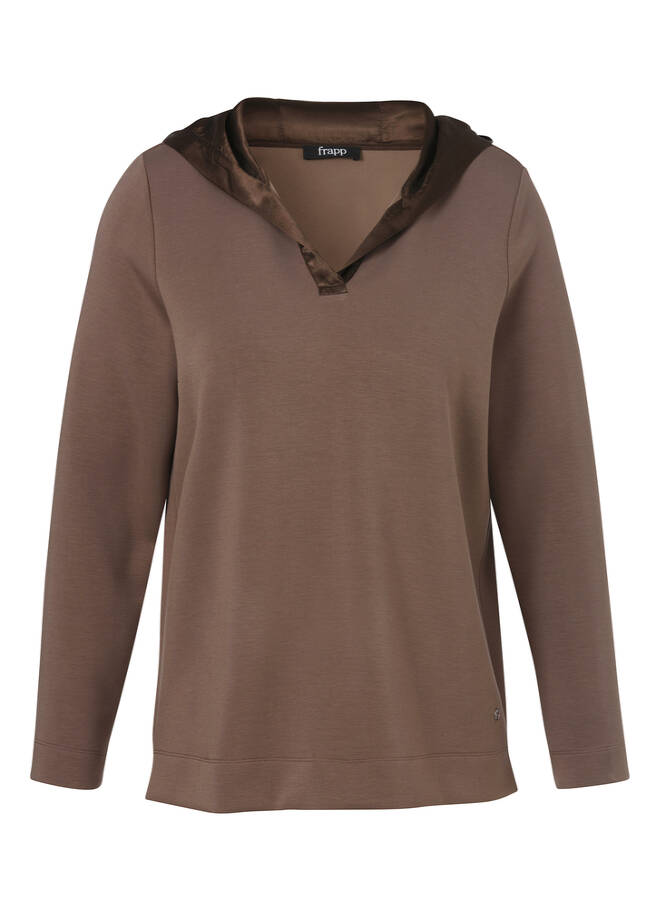 Softes Sweatshirt mit Satin-gefütterter Kapuze nougat Frontansicht