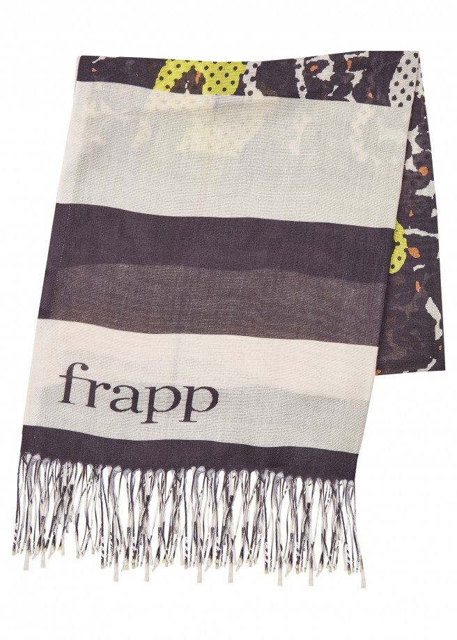 Softer Fransen-Schal mit Mustermix lemon multicolor Frontansicht