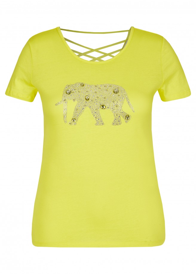 Modisches T-Shirt mit Glitzersteinchen sonne Frontansicht